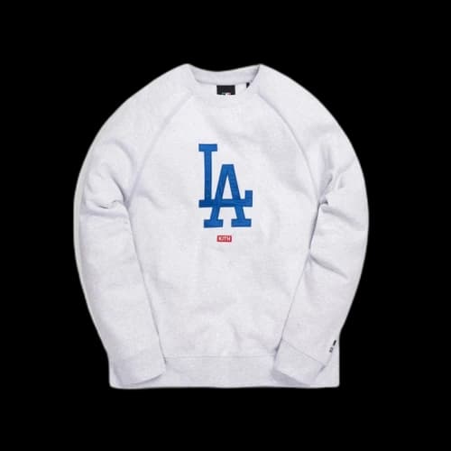 Kith For Major League Baseball Los Angeles Dodgers Crewneck Light Heather Grey