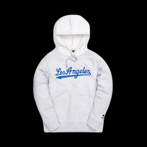 Kith For Major League Baseball Los Angeles Dodgers Script Hoodie Light Heather Grey