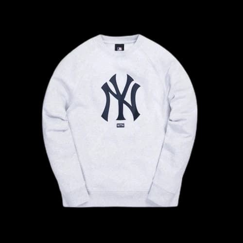 Kith For Major League Baseball New York Yankees Satin Crewneck Light Heather Grey