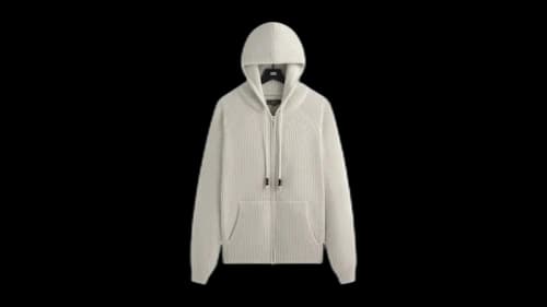Kith Full Zip Miles Knit Hoodie Light Heather Grey