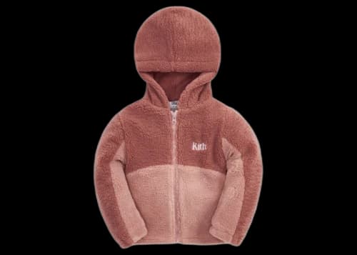 Kith Kids Baby Blocked Faux Sherpa Full Zip Dusty Quartz