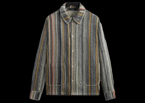 Kith Multi Stripe L/S Boxy Collared Overshirt Sandrift