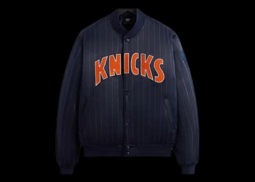 Kith New York Knicks Pinstripe Satin Bomber Jacket Nocturnal