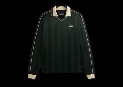 Kith Pinstripe Tricot Panelled Long Sleeve Tap In Polo Stadium