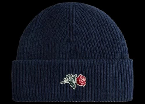 Kith Script Rose Felt Embroidery Cotton Beanie Nocturnal