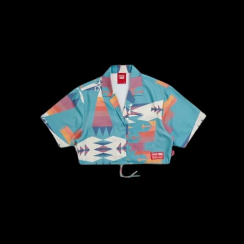 Kith Women x Coca-Cola Cropped Camp Collar Teal/Multi