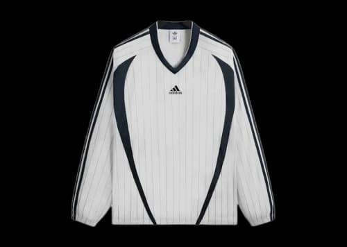 Kith x adidas Football Pinstripe Long Sleeve V-Neck Jersey White