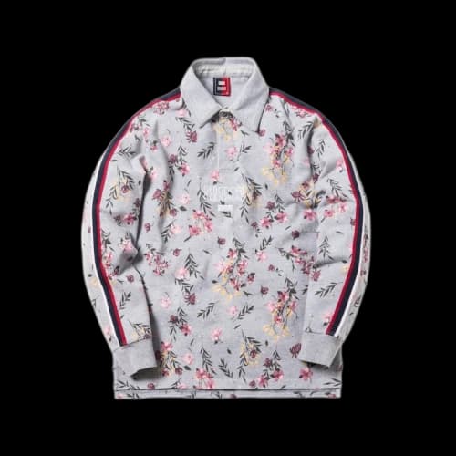 Kith x Bergdorf Goodman Floral Rugby Shirt Heather Grey