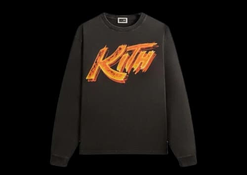 Kith x Capcom Street Fighter Flame Vintage Long Sleeve Tee Black
