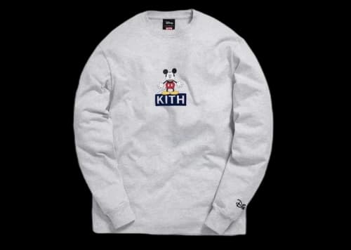 Kith x Disney 30s Mickey Standing Classic Logo L/S Tee Heather