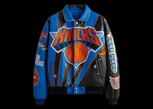Kith x Jeff Hamilton New York Knicks Leather Varsity Jacket Black