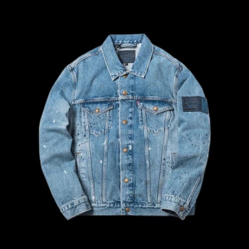 Kith x Levi's Mitchell Paint Splatter Trucker Jacket Medium Blue