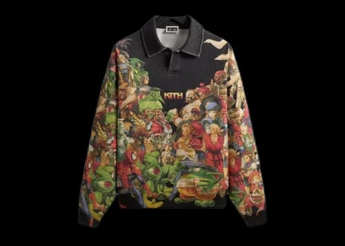 Kith x Marvel vs. Capcom Age of Heroes Nelson Fleece Rugby Black