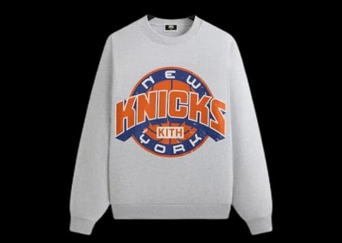 Kith x New York Knicks Showtime Vintage Nelson Crewneck Light Heather Grey