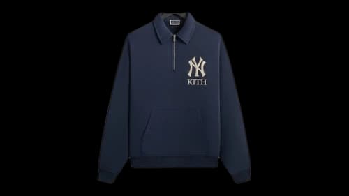 Kith x New York Yankees Quarter Zip Popover Sweatshirt Nocturnal