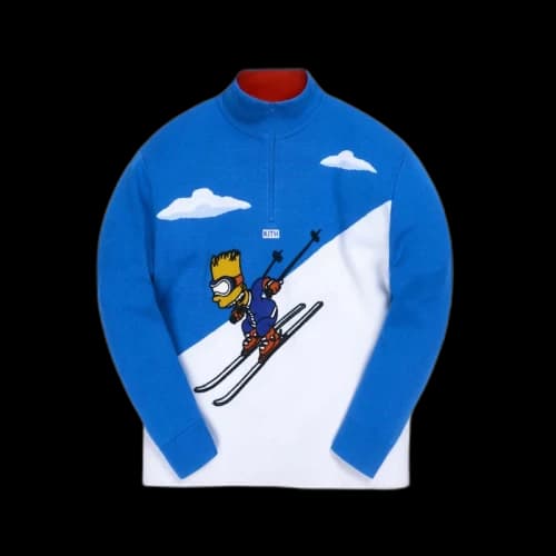 Kith x The Simpsons Bart Quarter Zip Ski Sweater Blue/Multi