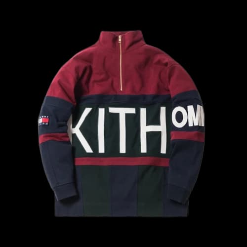 Kith x Tommy Hilfiger Color Block Logo Quarter-Zip Burgundy