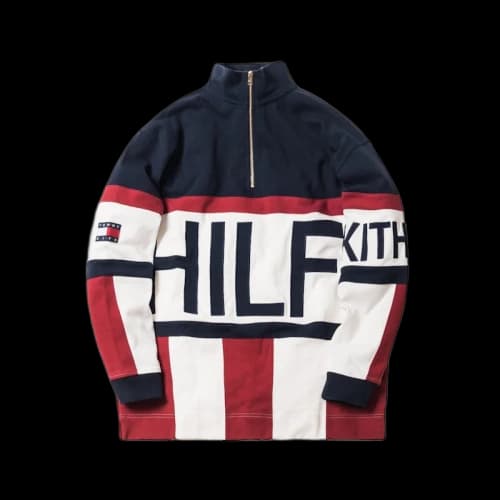 Kith x Tommy Hilfiger Color Block Logo Quarter-Zip Navy