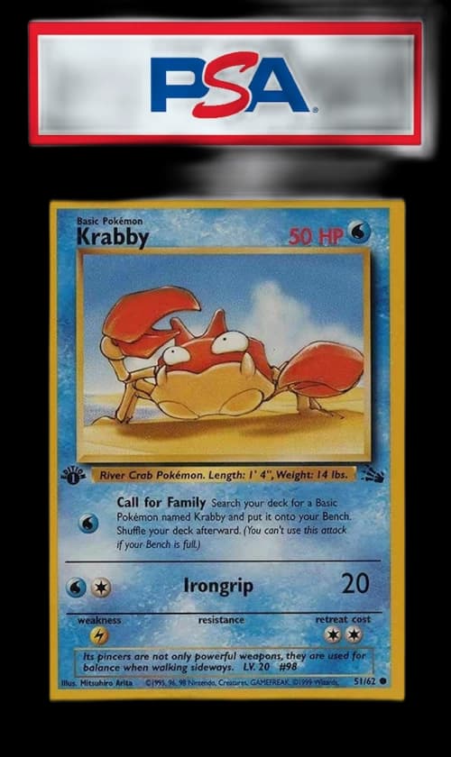 Krabby 1999 Pokemon Fossil 1st Edition #51 (PSA or BGS Graded)