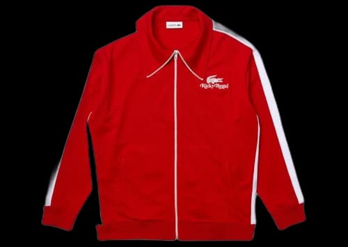 Lacoste x Ricky Regal Contrast Striped Piqué Zip Jacket Red