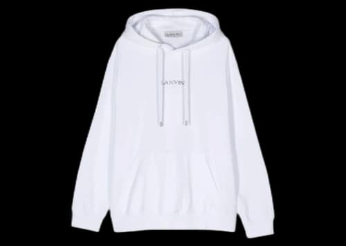 Lanvin Embroidered Loose Logo Hoodie White