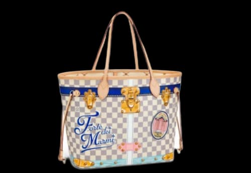 Louis Vuitton Neverfull Damier Azur Summer Trunks Forte dei Marmi (Without Pouch) MM Beige Lining