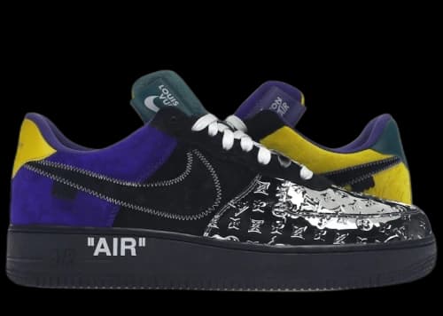 Louis Vuitton Nike Air Force 1 Low By Virgil Abloh Black Metallic Silver