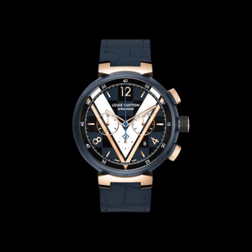 Louis Vuitton Tambour Damier Cobalt Blue and Gold Chronograph