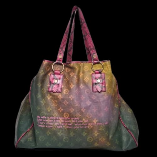 Louis Vuitton Tote Richard Prince DUDERANCH Jokes Monogram Printed Yellow/Pink/Brown