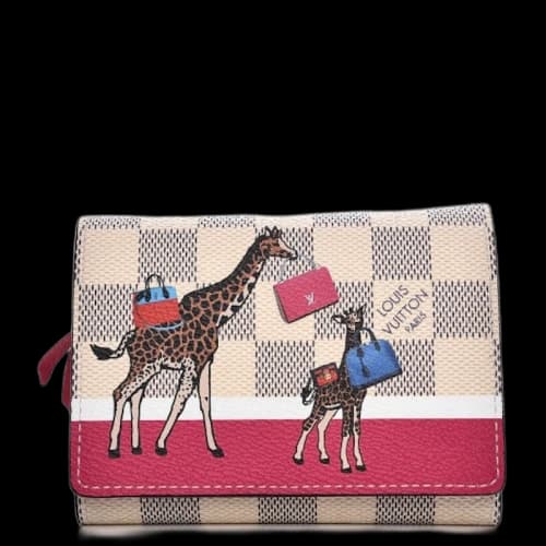 Louis Vuitton Wallet Victorine Illustre Giraffe Damier Azur Pink