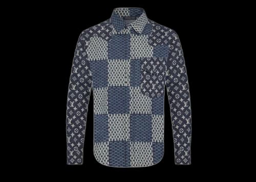 Louis Vuitton x Nigo MNGM Waves Giant Damier Flannel Shirt Indigo