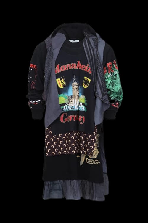 Marine Serre x AWGE Graphic Layers Hooded Sweater Dress Black/Multi