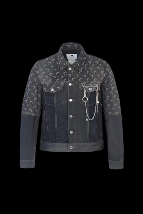 Marine Serre x AWGE Moon Denim Patchwork Jacket Indigo Blue/Light Grey