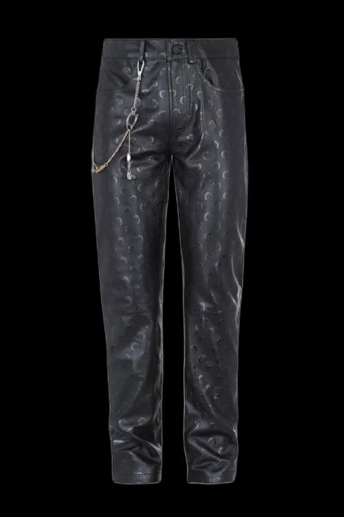 Marine Serre x AWGE Moon Leather Straight Leg Pants Black/Black