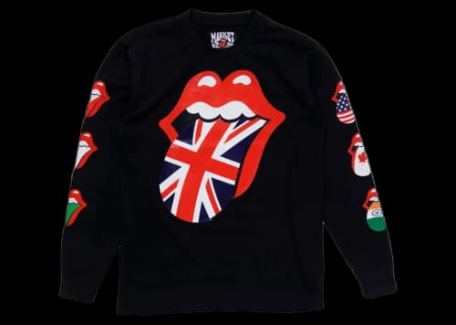 Market MKT Rolling Stones World Flag Cotton L/S T-Shirt Black