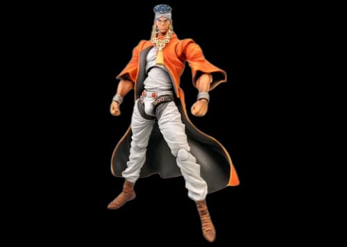 Medicom Super Action Statue JoJo's Bizarre Adventure Part 3 Stardust Crusaders Mohammed Avdol Chozokado Re-Run Action Figure White & Orange