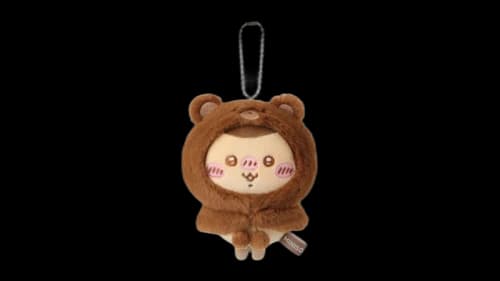 Miniso Chiikawa Fluffy Bear Hood Mascot Series Kurimanju Plush Keychain