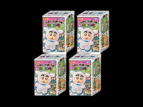 Miniso Top Toy Crayon Shin-Chan Dress Up Party Series Vinyl Plush Keychains Sealed Case (4 Blind Box)