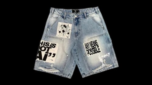 Mixed Emotion AI Denim Shorts Blue