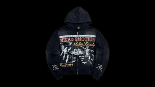 Mixed Emotion Broken Wings Hoodie Black