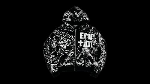 Mixed Emotion Graffiti Hoodie Black