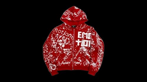 Mixed Emotion Graffiti Hoodie Red