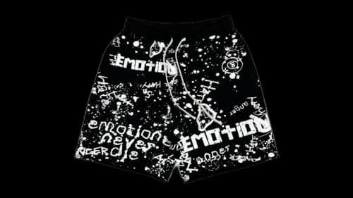 Mixed Emotion Graffiti Shorts Black