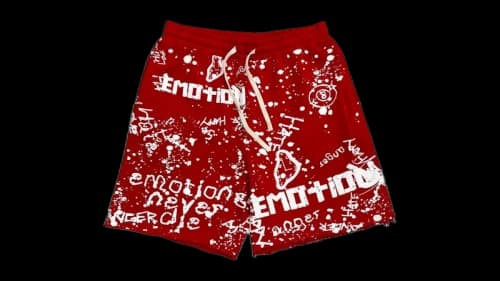 Mixed Emotion Graffiti Shorts Red