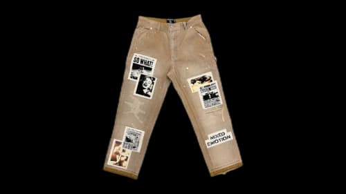 Mixed Emotion Newspaper Carpenter Pants Brown