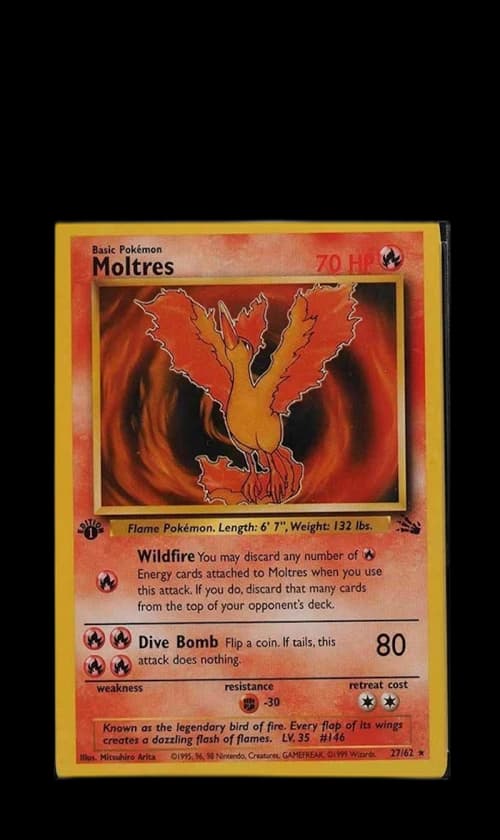 Moltres 1999 Pokemon TCG Fossil 1st Edition #27 (PSA or BGS Graded)