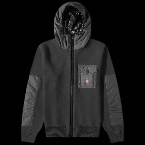 Moncler Grenoble Nylon Pocket Knit Jacket Black