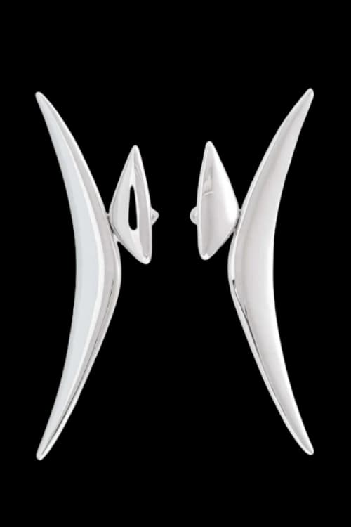 Mugler H&M Boomerang Earrings Silver-colored