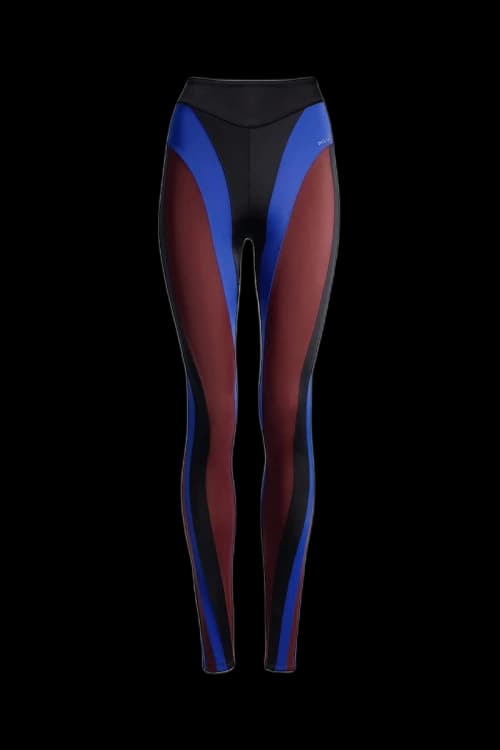 Mugler H&M Spiral-Paneled Jersey Leggings Black/Color-Block