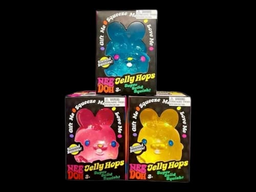 NeeDoh Jelly Hops Scented Bunny 3x Lot Squishy Fidget Toy Blue/Pink/Yellow
